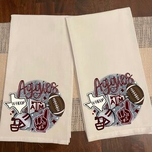 Texas Aggie Kitchen Dish Towel 100% Cotton Four sack 28x28 Set of 2